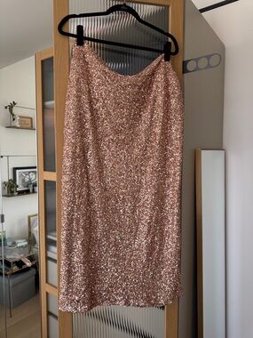 Never Fully Dressed Rose Gold Sequin Midi Wrap Jasper Skirt
